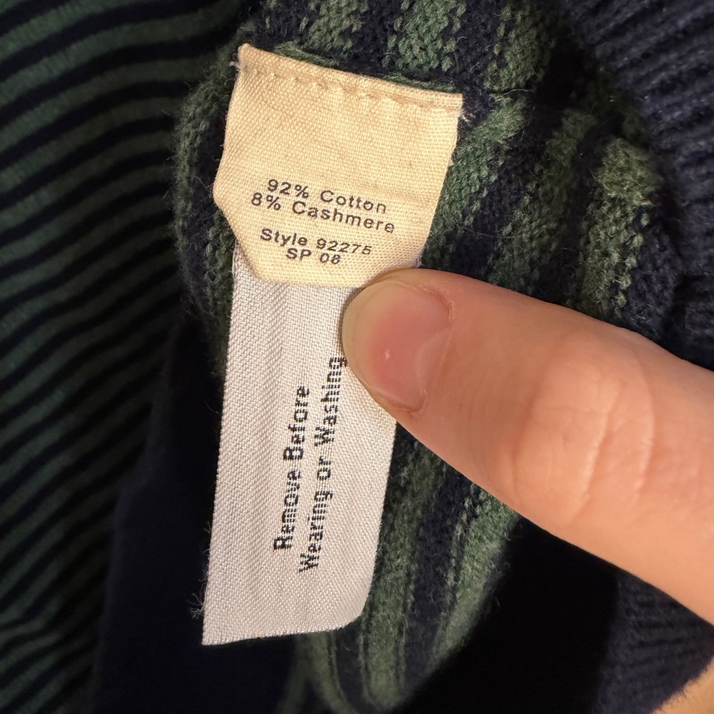 J Crew vintage green and blue vneck sweater vest cotton cashmere size medium - Picture 7 of 7